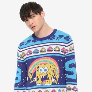 SpongeBob Squarepants Navy & Light Blue Rainbow Graphic Crewneck Sweater